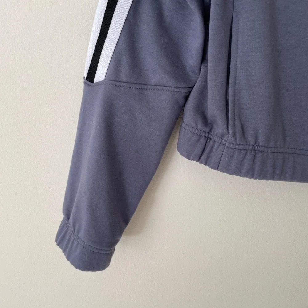 Sage & Stone Track Jacket Womens M Blue Gray Stripe Zip Up Mock Neck Streetwear